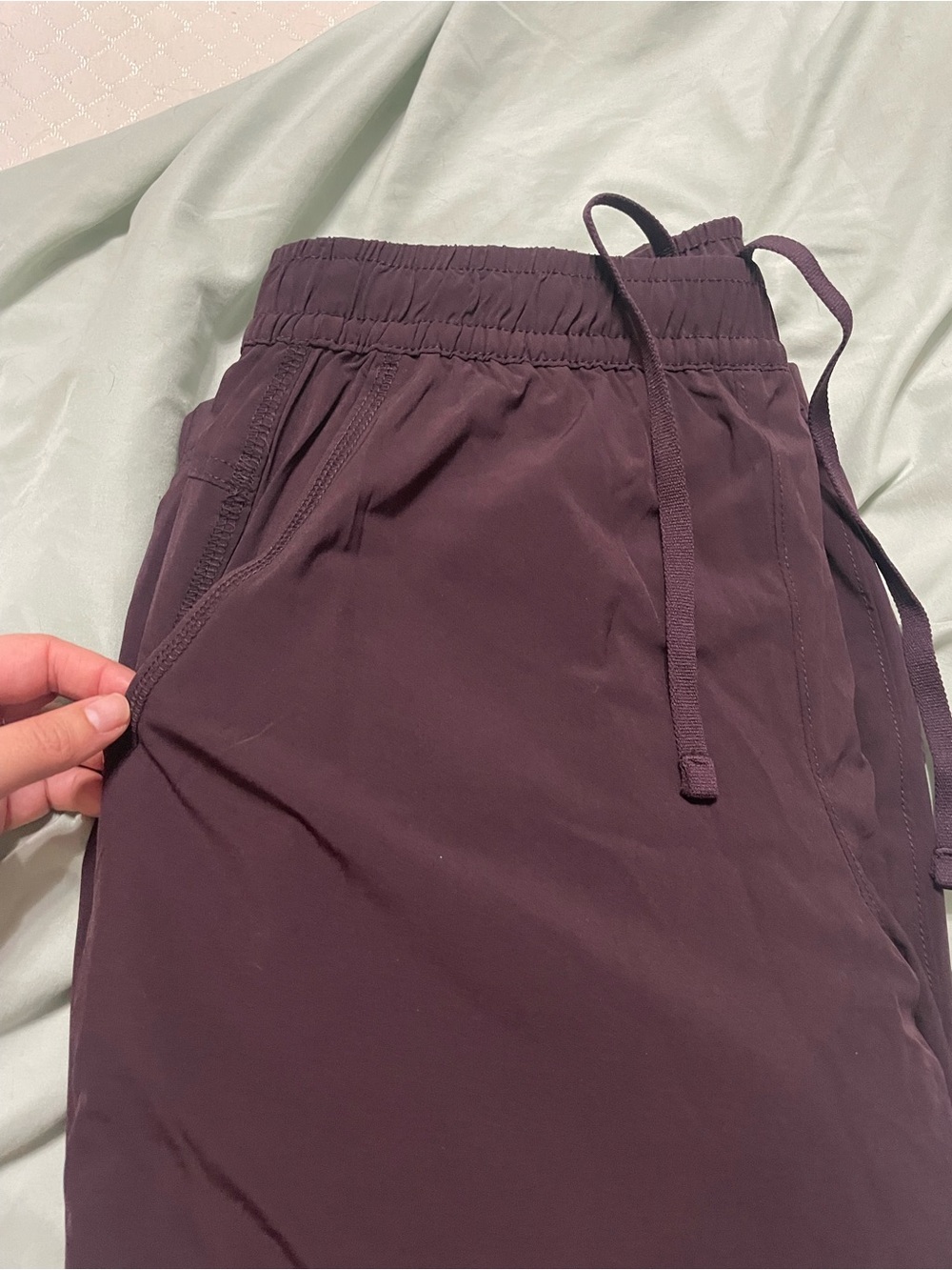 Women's Drawstring Fleece Lined Pants in in Deep Plum/Burgundy